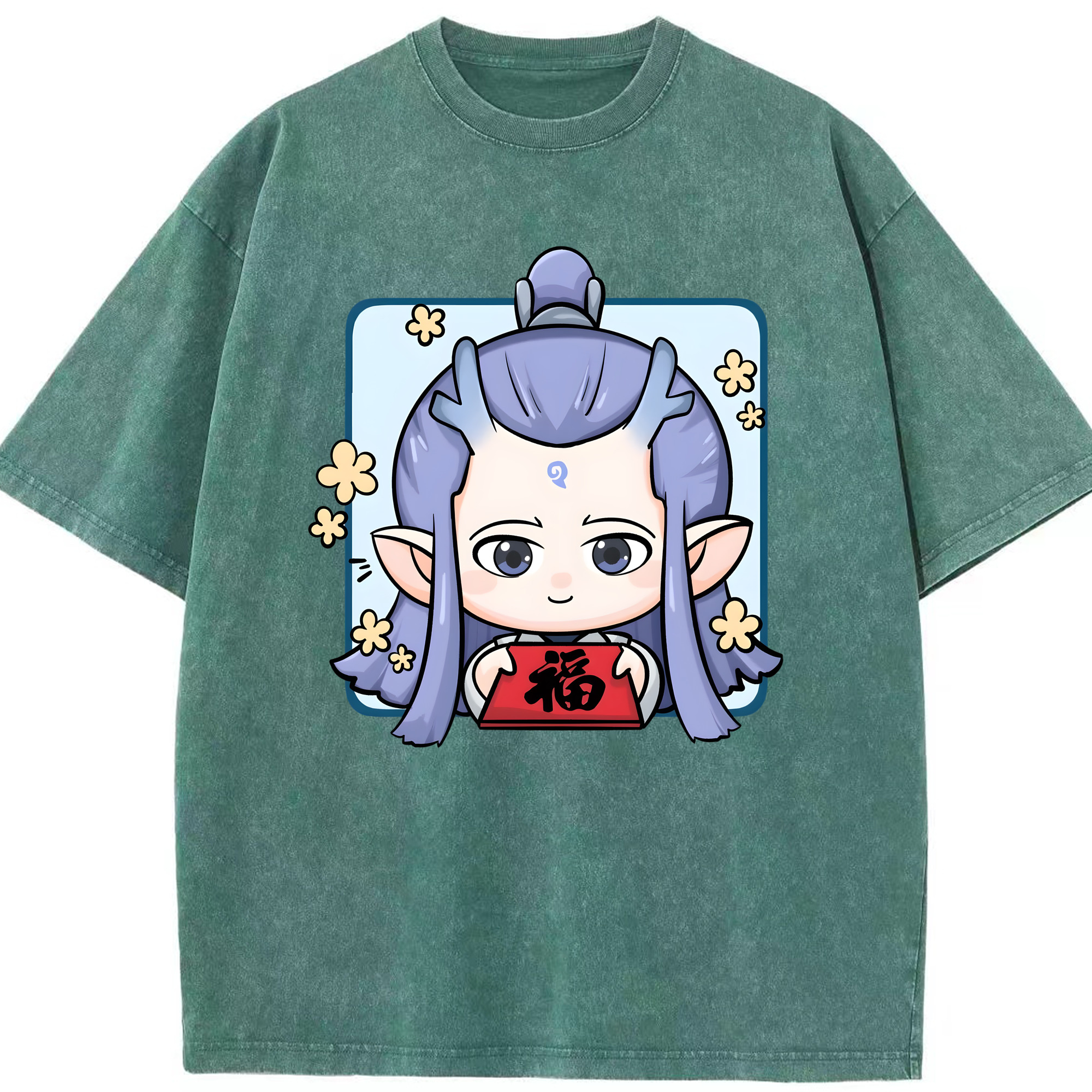 （画像用） Ne Zha 2 ナタ 魔童の大暴れ 綿100% ヴィンテージ風 半袖Tシャツ（フロントプリント）
